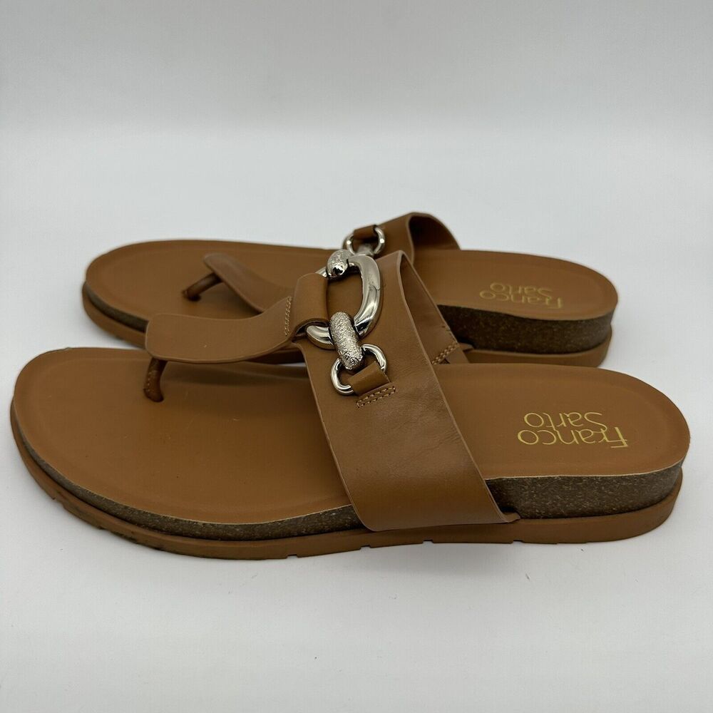 Franco Sarto Brielle Womens Size 9.5 Wedge Sandles Brown Thong